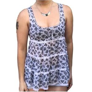 Vintage Y2k M Baby Doll Victoria's Secret Top Floral Lace Trim Dainty